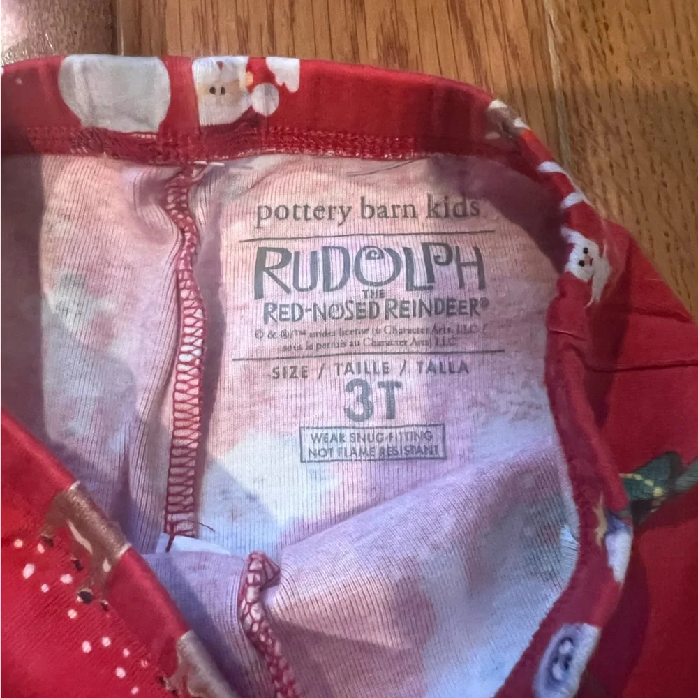 Pottery Barn Kids Red Holiday Snowman & Reindeer Pajama Set